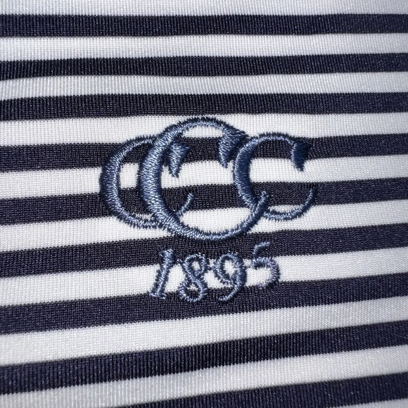 RLX Ralph Lauren Mens Large Blue White Striped Short Sleeve Golf Polo Shirt LOGO - Picture 6 of 7